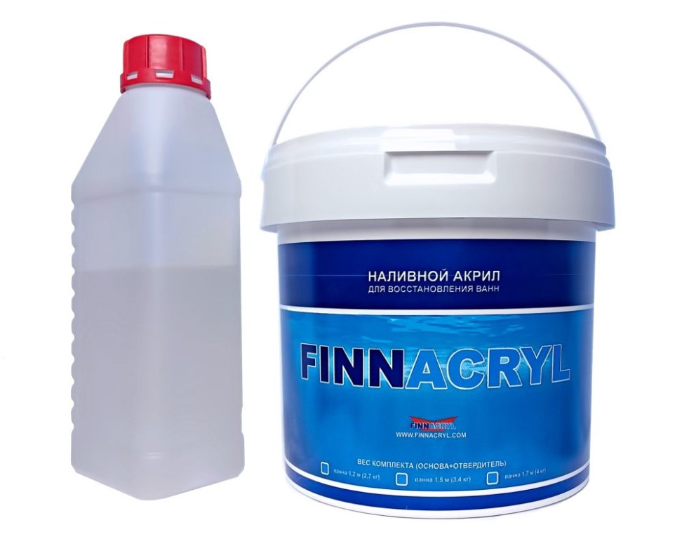 Жидкий (наливной) акрил для ванн "FINNACRYL-24" (24 ч./3,0 кг./ванна 1,5 м.)